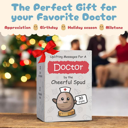 Doctor Gifts - Handmade Crochet Potato Doll with 30 Cute Signs for Doctors - Funny Gift Idea for Women Doctors for Birthday Christmas or Retirement - Bulk Staff Appreciation Thank You Present