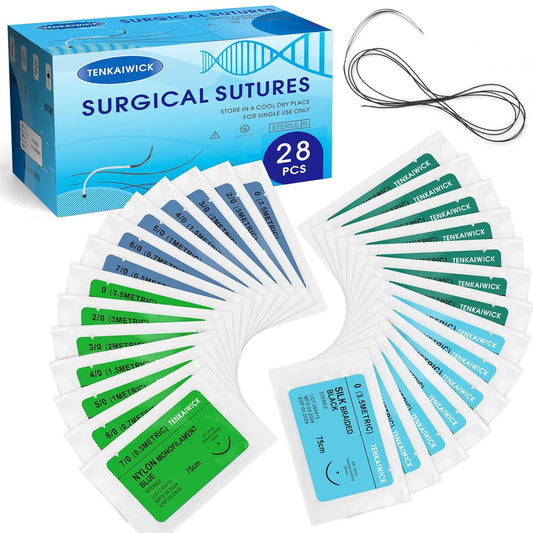 28 Packs Sutures Thread with Needle