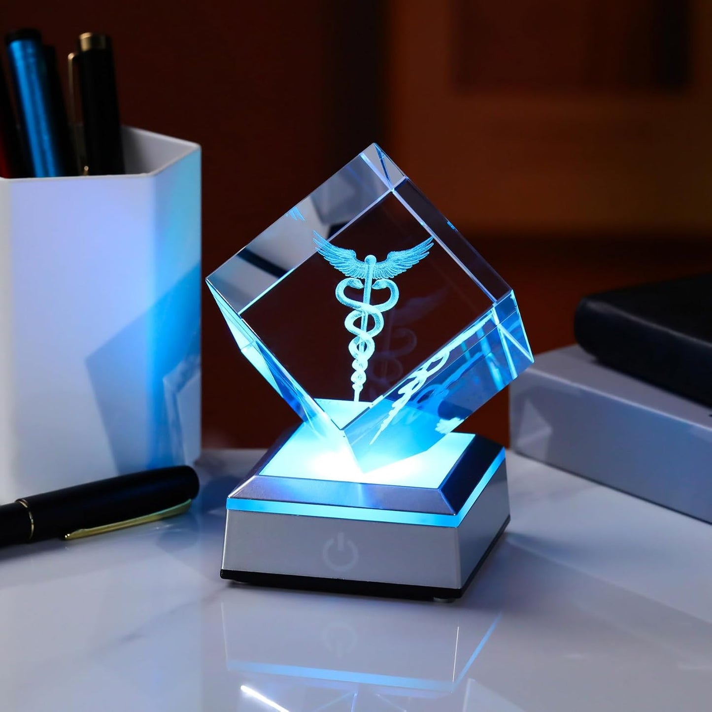 3D Crystal Caduceus Figurine 