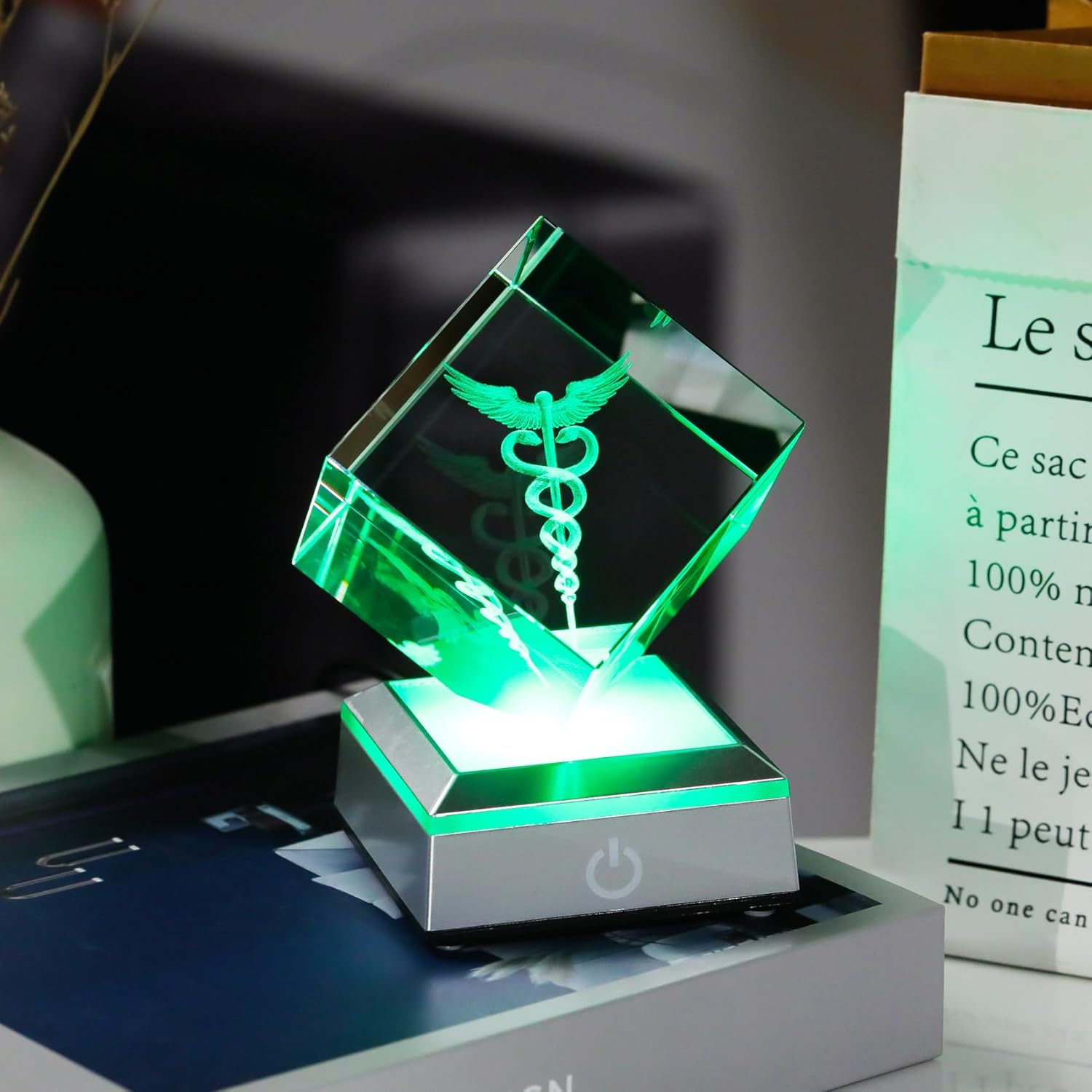 3D Crystal Caduceus Figurine 