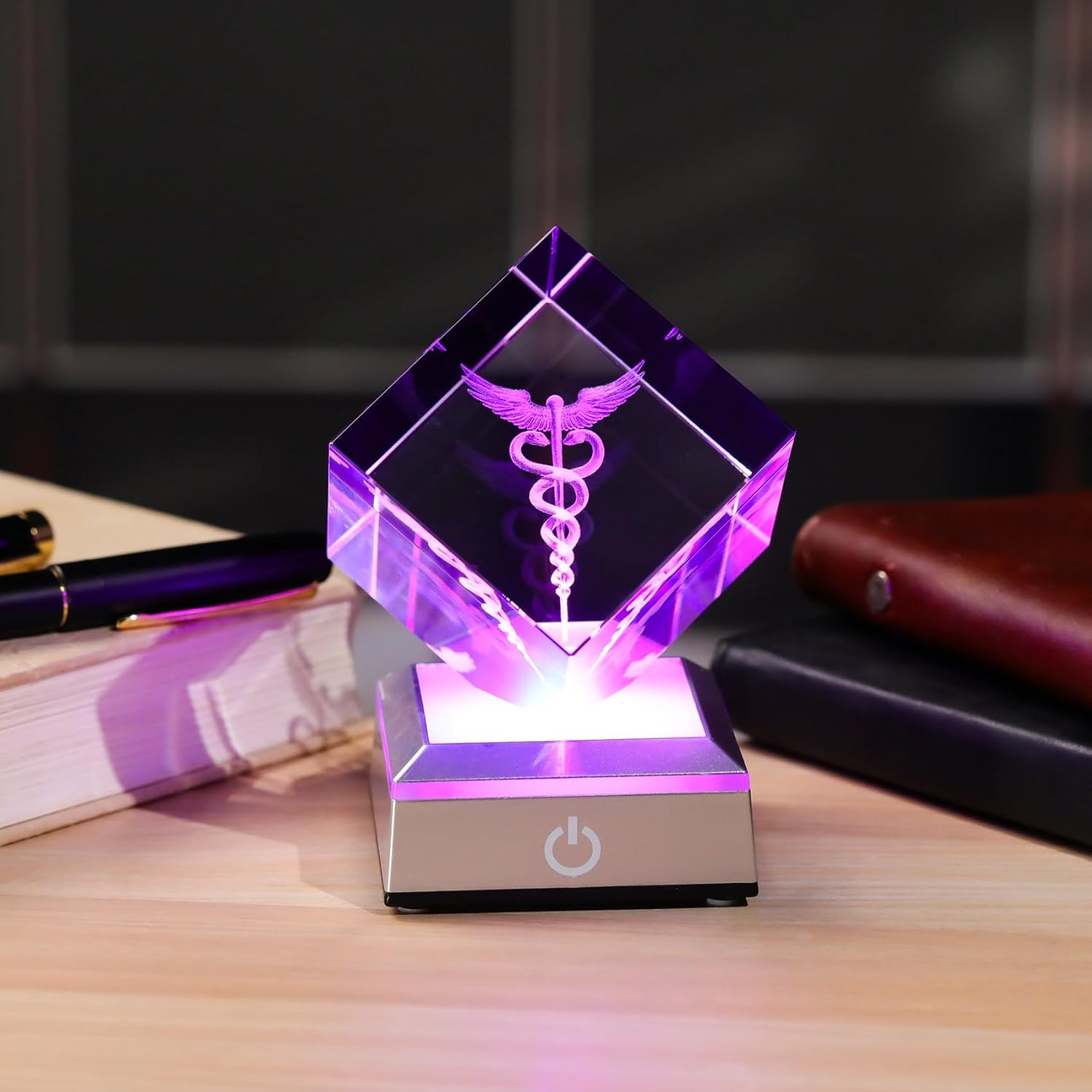 3D Crystal Caduceus Figurine 