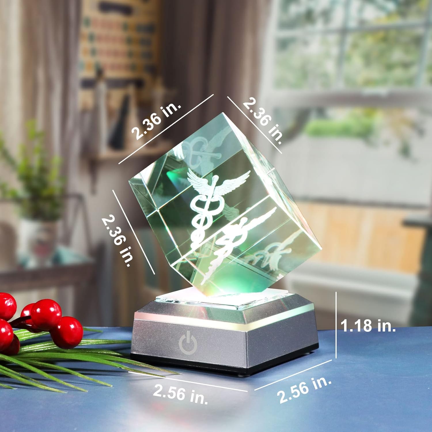 3D Crystal Caduceus Figurine 