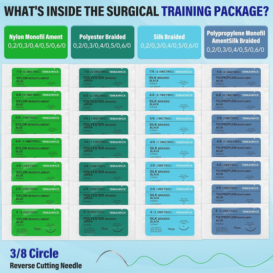 28 Packs Sutures Thread with Needle