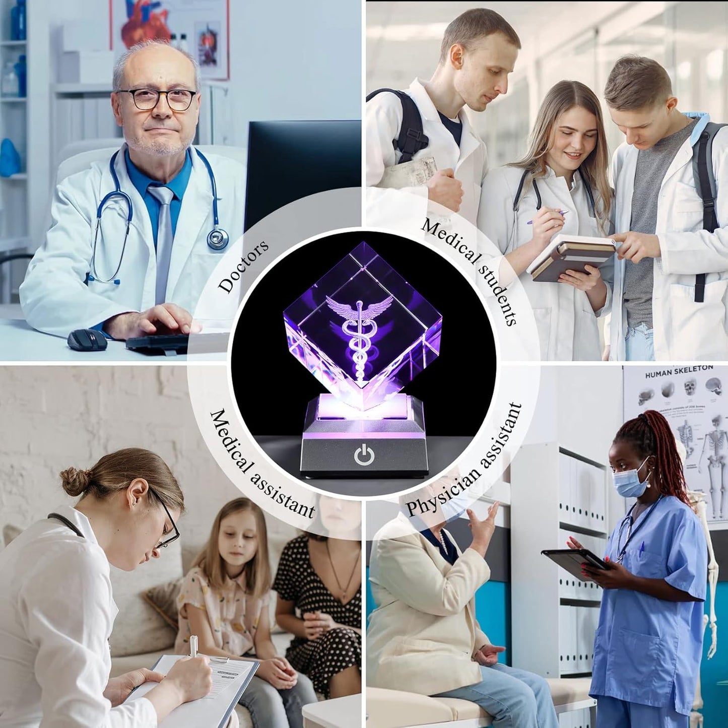 3D Crystal Caduceus Figurine 